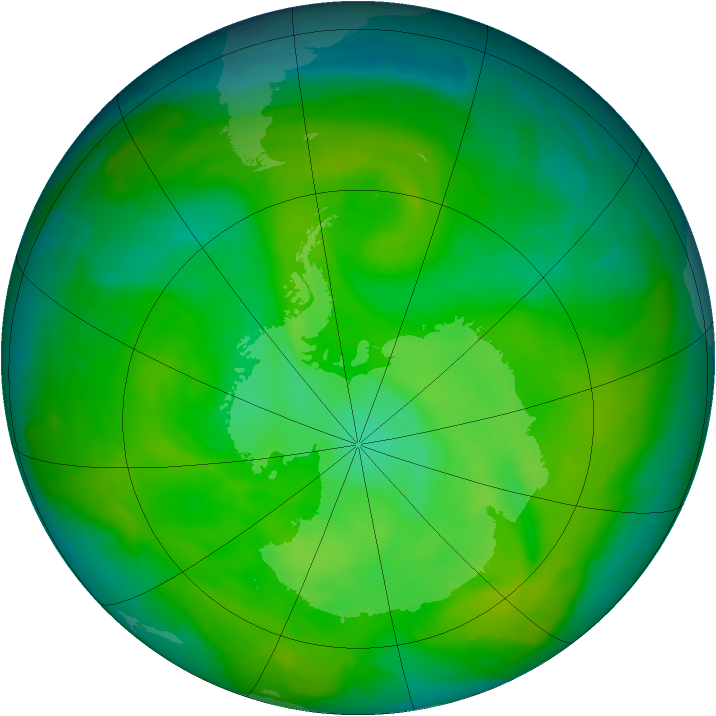 Antarctic ozone map for 04 December 2012
